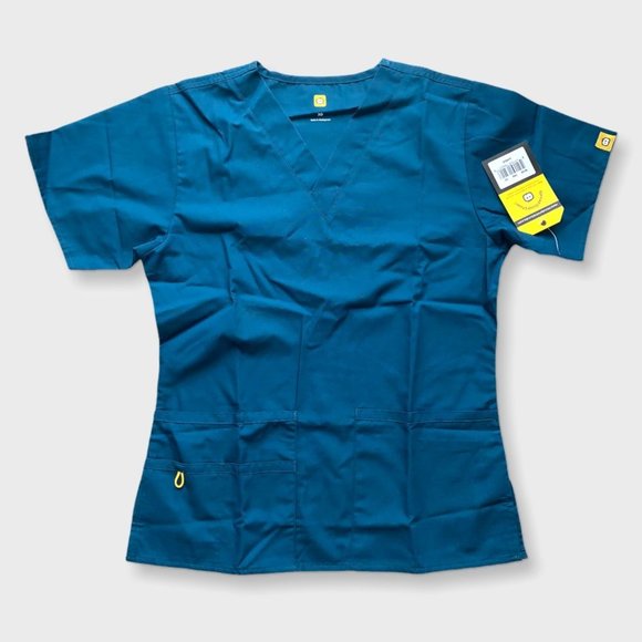 🍃2/$20🍃 WONDERWINK Women's Scrubs Bravo 5 Pocket VNeck Top, Caribbean, X-Small - Picture 6 of 6